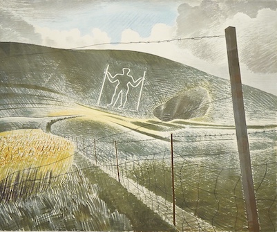 After Eric Ravilious (1903-1942), 'The Wilmington Giant', edition No. 145/575, Capital Prints invoice verso, silk screen print, 46 x 56cm